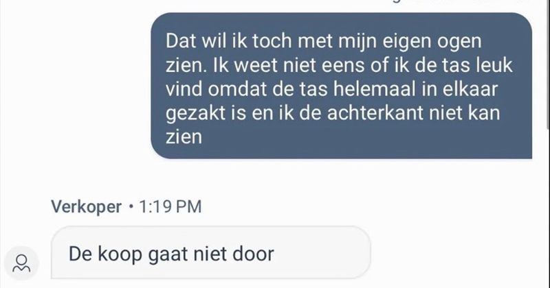 Man die tassen verkoopt op Marktplaats weigert gedetailleerde foto's te sturen en vindt het vervolgens vreemd als mensen gaan twijfelen of ze wel echt zijn (4 screens)