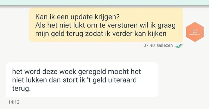 Man wordt uitgescholden voor 'misselijkmakend persoon' omdat hij na tien dagen wachten op een Marktplaats-aankoop z'n geld terug wil (5 screens)