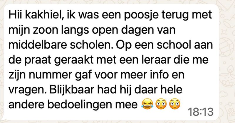 Moeder gaat langs open dagen om een middelbare school voor haar zoon uit te kiezen maar deze leraar had iets heel anders in gedachte (4 screens)