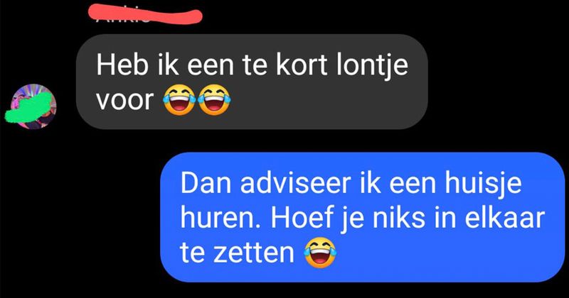 Vrouw met kort lontje heeft wat vragen over het in elkaar zetten van een tent die de koop staat (4 screens)