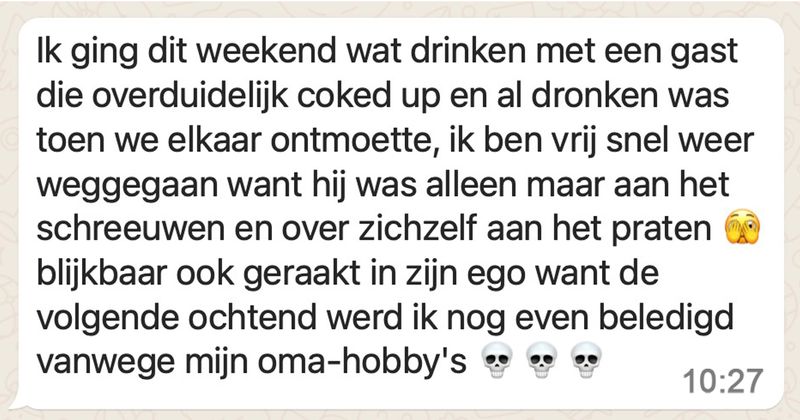 Gast verschijnt dronken en onder de drugs op een eerste date maar dat komt omdat hij gewoon 'temperamentvol' is (4 screens)