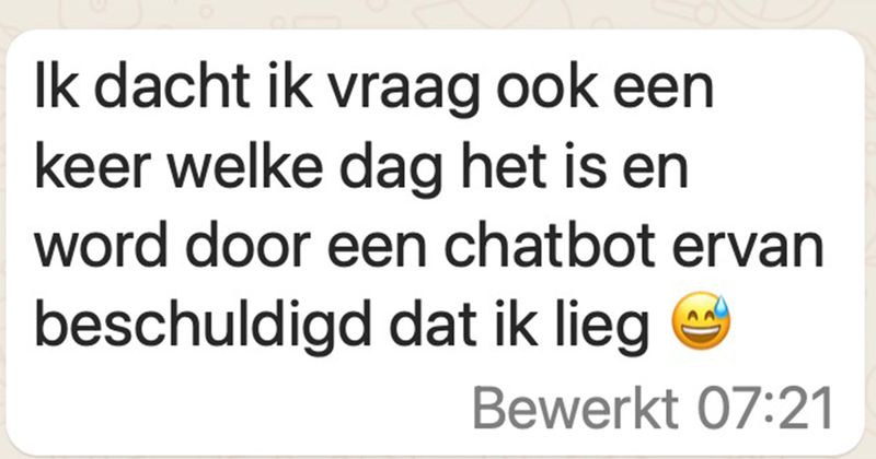 Dit soort gesprekken krijg je als je ChatGPT vraagt welke dag het vandaag is (6 screens)
