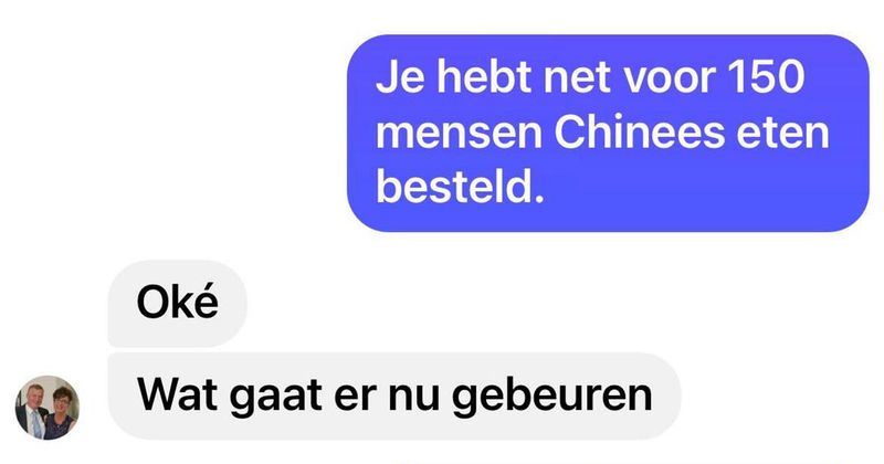 Oplichter heeft helaas geen zin in Chinees voor 150 personen met gratis kroepoek (6 screens)