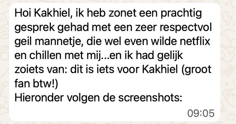 Gast heeft zin om af te spreken voor een avondje Netflix & Chill en dit is zijn openingszin om 07:16 's morgens (9 screens)