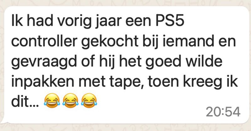 Man koopt tweedehands PS5-controller en vraagt de verkoper of hij 'm goed in kan pakken met tape, zie hier het resultaat...