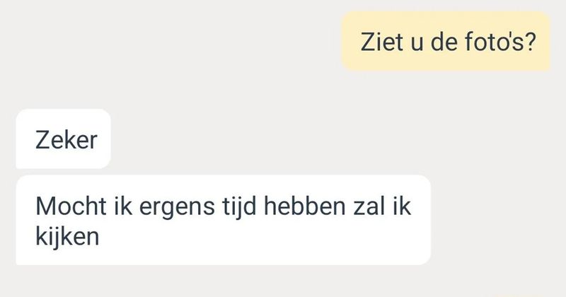 Deze Marktplaats-verkoper reageert nogal overdreven op de vraag of hij even een paar close-up foto's wil maken van de kaarten die hij verkoopt waarna het gesprek weer volledig escaleert (6 screens)