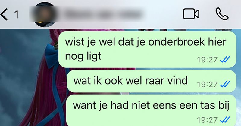 Als je de ochtend na je one night stand geen zin hebt om je date wakker te maken om je onderbroek terug te zoeken kun je het ook altijd nog op deze manier oplossen (4 screens)