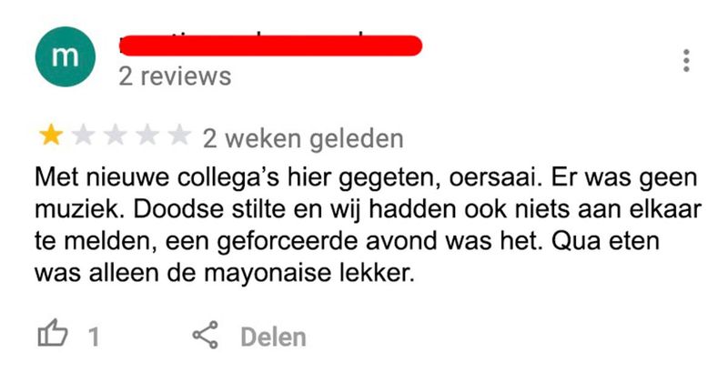 12 restaurant-reviews van mensen die niet echt een geslaagde avond hadden