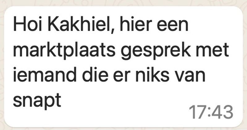 Dit Marktplaats-gesprek met iemand die een loopband wil kopen loopt niet bepaald soepel (5 screens)