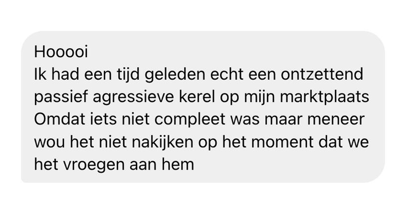 Meneer is niet helemaal tevreden met het gasfornuis dat hij heeft gekocht via Marktplaats en besluit contact op te nemen met de wijkagent (8 screens)