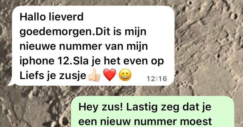 WhatsApp-Oplichter doet zich voor als zusje en heeft geld nodig maar daarvoor kan ze beter oom Paul even bellen (6 screens)