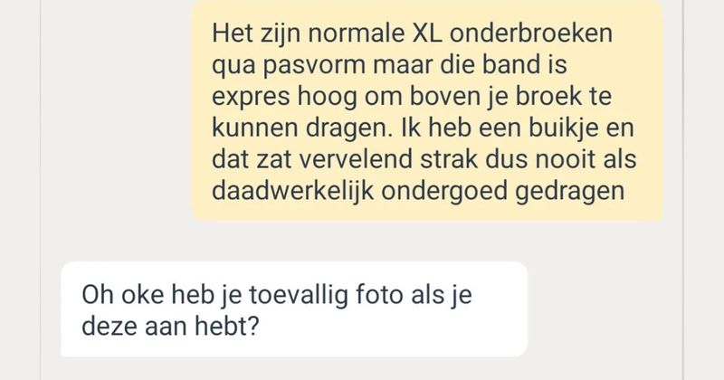 Gesprekje over onderbroeken op Marktplaats krijgt een beetje een vreemde wending (5 screens)