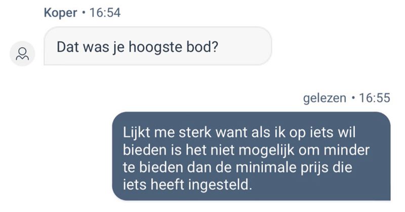 Hier weer een gezellig Marktplaats-gesprek voor bij de lunch ofzo (4 screens)