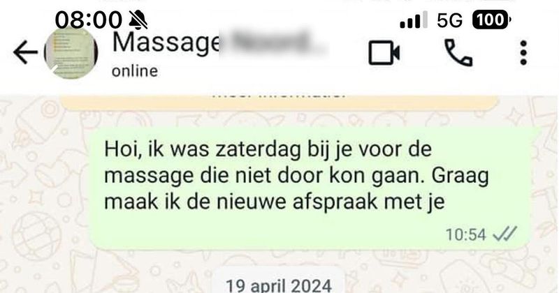 Massagesalon komt afspraak niet na en heeft nogal een brutale tip voor de gedupeerde (6 screens)