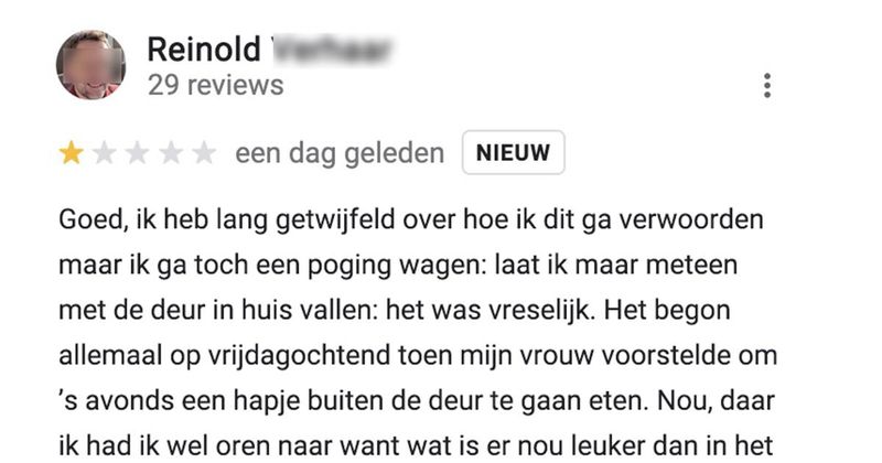 Dit is misschien wel de meest uitgebreide en overdreven restaurantreview ooit