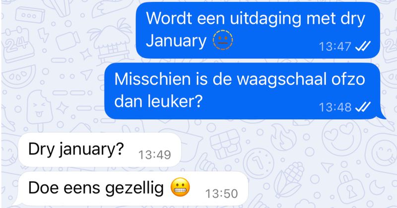 Man wordt een maand lang verbannen uit zijn vriendengroep omdat hij meedoet aan Dry January (3 screens)