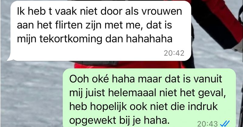Gozer die graag wat lelijker zou willen zijn heeft het vaak niet eens door als vrouwen met hem aan het flirten zijn. 'Dat is mijn tekortkoming dan hahaha' (5 screens)
