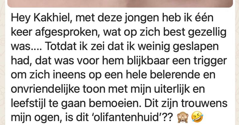 Gast begint zich na één afspraakje ineens nogal lomp en onaardig te bemoeien met het uiterlijk en de leefstijl van zijn date en snapt zelf niet echt wat hij verkeerd doet (6 screens)