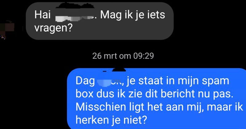 Man wordt aangesproken door iemand op Facebook omdat hij hem bekend voorkwam maar het gesprek krijgt al vrij snel een nogal aparte wending (9 screens)