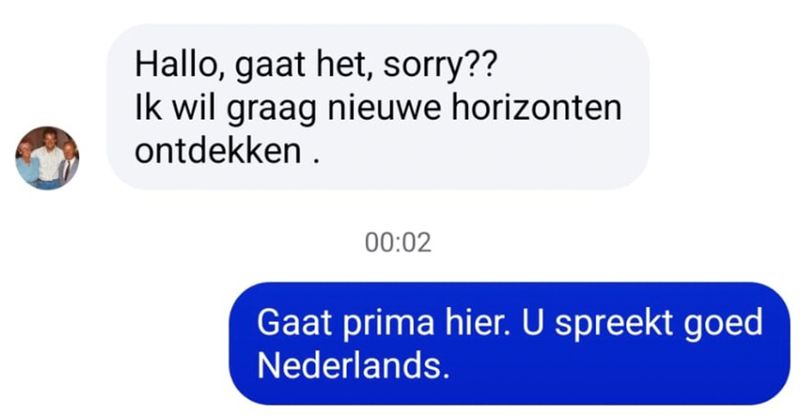Oplichter op Facebook valt meteen door de mand als hij een jeugdfoto van Gerard Joling stuurt en zegt dat dat z'n oudere broer is (7 screens)
