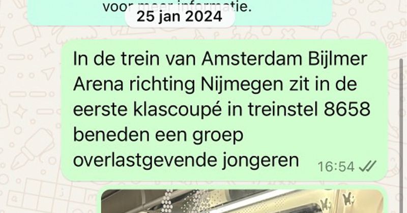 Ook deze situatie is volgens de NS-meldkamer volstrekt normaal en geen reden tot ingrijpen (3 screens)