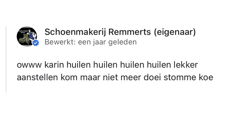 De eigenaar van deze schoenmakerij heeft nogal een bijzondere manier van reageren op negatieve reviews (11 screens)