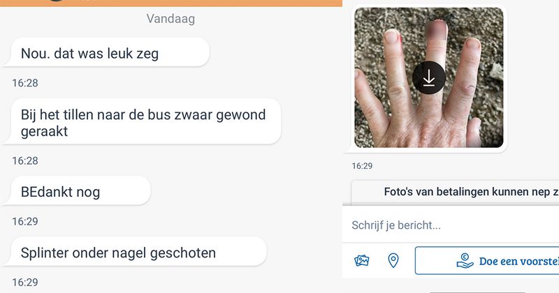 Vrouw koopt bankje bij iemand van Marktplaats en eist 24 uur later al het geld terug omdat ze zogenaamd een splinter in haar vinger heeft gekregen tijdens het tillen (9 screens)