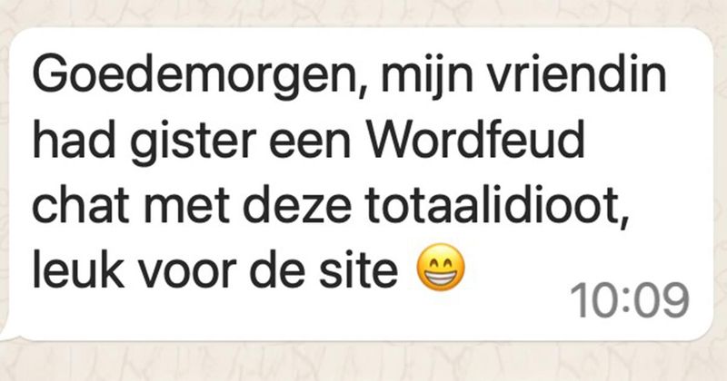 Idioot in de Wordfeud-chat loopt alleen maar wat te 'dollen' maar kan beter z'n account deleten en een andere app downloaden (9 screens)