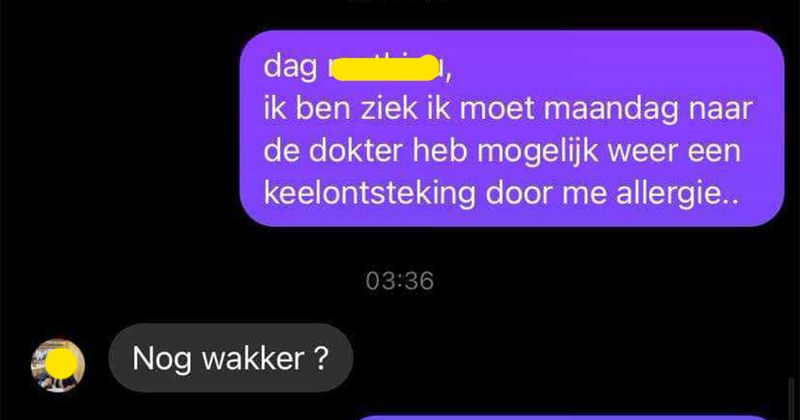 Deze Belgische restauranthouder heeft nogal een bijzondere manier van communiceren tegen een serveerster die zich 's nachts ziekmeldt via Facebook Messenger (11 screens)