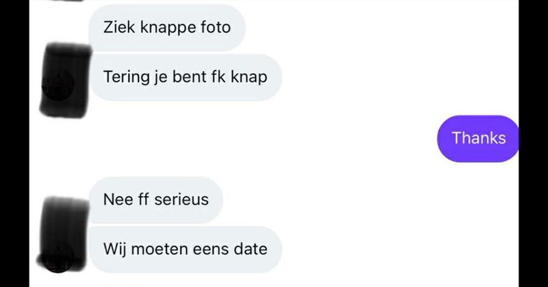 Flirtende man met lekker veel doorzettingsvermogen wil heel graag daten maar dat gaat op deze manier niet echt lukken (17 screens) 