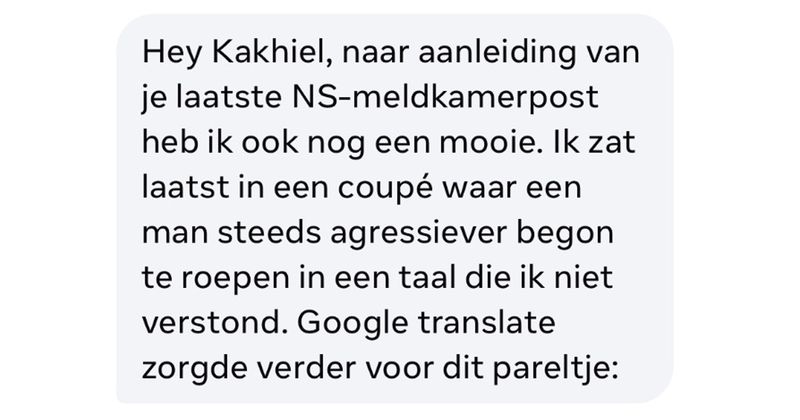 Man die in de trein zit te schreeuwen dat mensen moeten sterven is voor de NS-meldkamer blijkbaar ook geen reden om in actie te komen (3 screens)