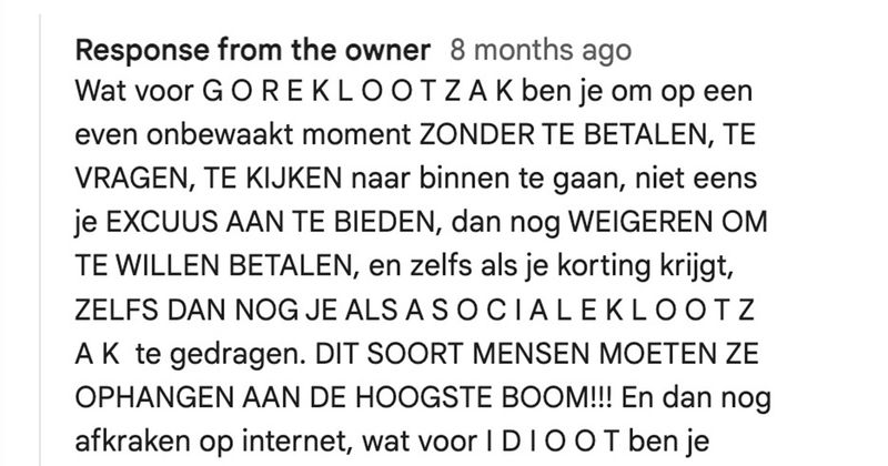 De eigenaar van deze vlindertuin zit nogal hoog in z'n emotie en kan ook niet echt goed tegen kritiek (9 reviews + reactie)