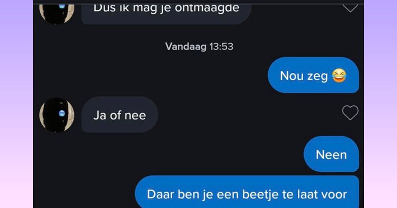Gast snapt sterrenbeelden niet en denkt dat zijn match op deze dating-app nog maagd is (3 screens)