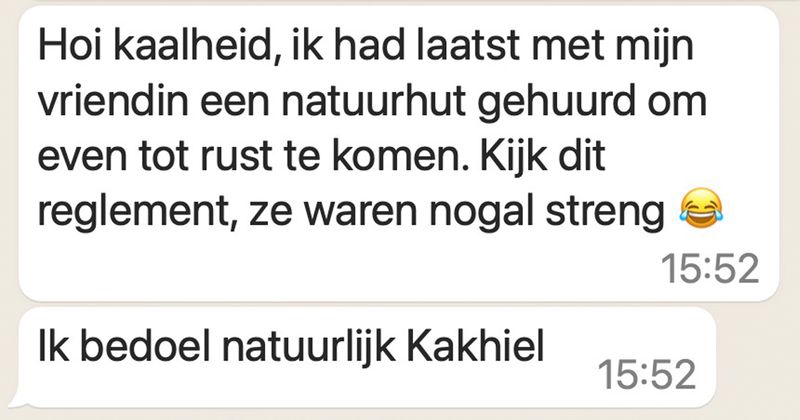 Stelletje huurt een natuurhut om even lekker een paar dagen tot rust te komen maar deze waslijst aan huisregels zorgt eigenlijk alleen maar voor nog meer stress (5 screens)