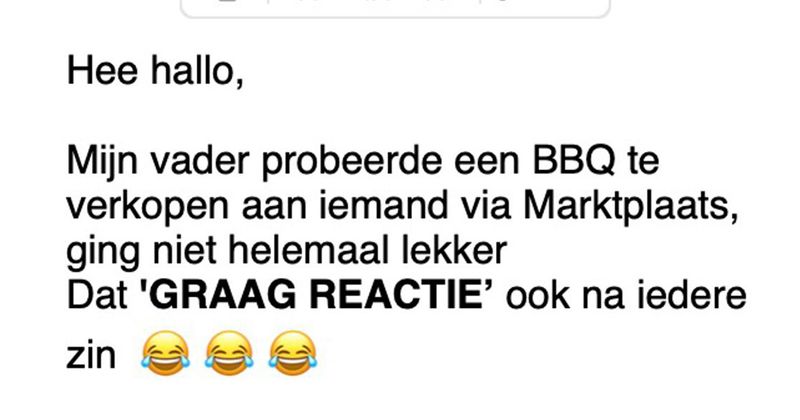 Man zonder mobiele telefoon wil met zijn camper een BBQ komen ophalen bij iemand van Marktplaats, gaat niet helemaal lekker (4 screens)