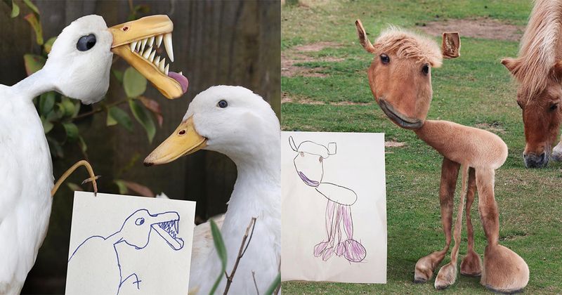 Als dieren er in het echt precies zo uit zouden zien als in kindertekeningen dan krijg je ongeveer zoiets (18 voorbeelden)