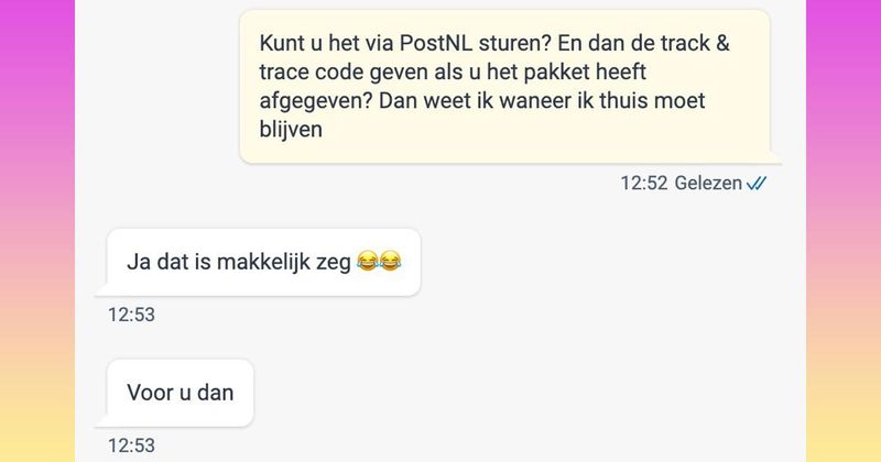 Ingmar van Marktplaats voelt zich meteen zwaar onder druk gezet als iemand vraagt of ie een pakketje wil opsturen (5 screens)