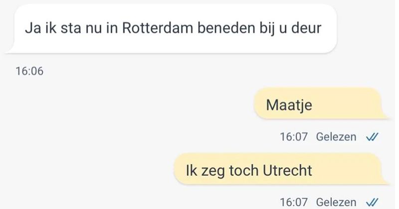 Man wil een monitor komen ophalen bij iemand van Marktplaats maar rijdt per ongeluk helemaal naar Rotterdam i.p.v. naar Utrecht (6 screens)