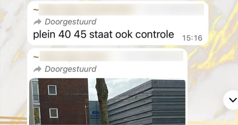 In deze appgroep die eigenlijk bedoeld is voor mensen om elkaar op de hoogte te houden over politiecontroles komt een wel heel bijzonder bericht binnen dat waarschijnlijk voor iemand anders is bedoeld was... (3 screen)
