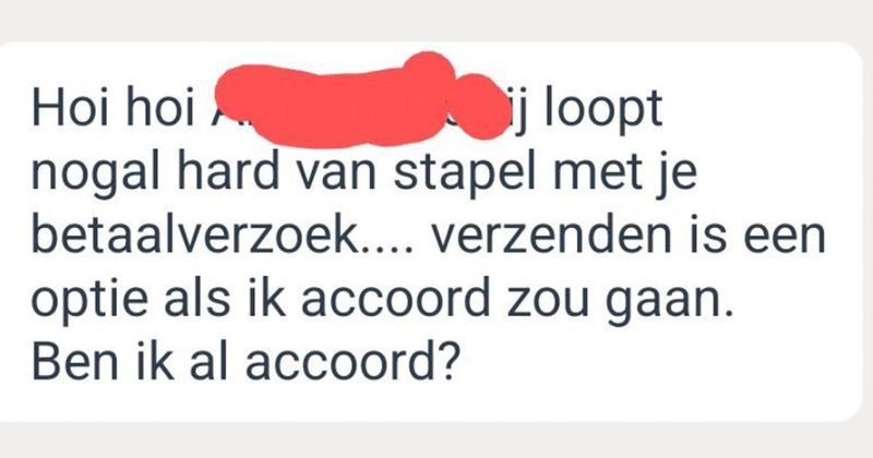 Strenge Marktplaats-verkoper raakt nogal snel geïrriteerd omdat hij een betaalverzoek krijgt terwijl hij nog niet 'accoord' was (4 screens)
