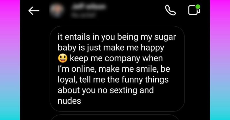 Vet raar gesprek met iemand die graag Sugar Daddy wil worden (7 screens)