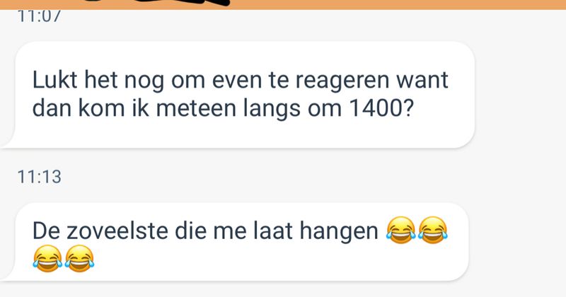 Ongeduldige klusjesman wil zo snel mogelijk een nieuwe toolkit kopen op Marktplaats maar snapt niet echt dat mensen ook andere dingen te doen hebben en niet altijd binnen een minuut kunnen reageren (8 screens)