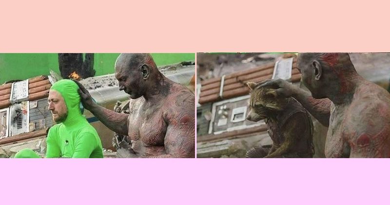 22 screenshots van films voor en na de special effects