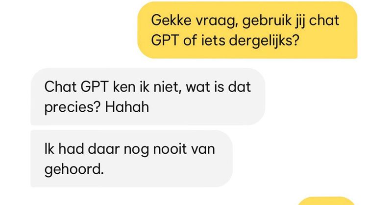 Vrouw wordt gematcht op dating app met iemand die nogal een ChatGPT-achtige manier van communiceren heeft (7 screens)