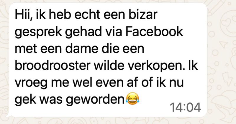Dit is wel een aparte manier om de dacht te trekken van iemand die niet meer reageert in de chat (5 screens)