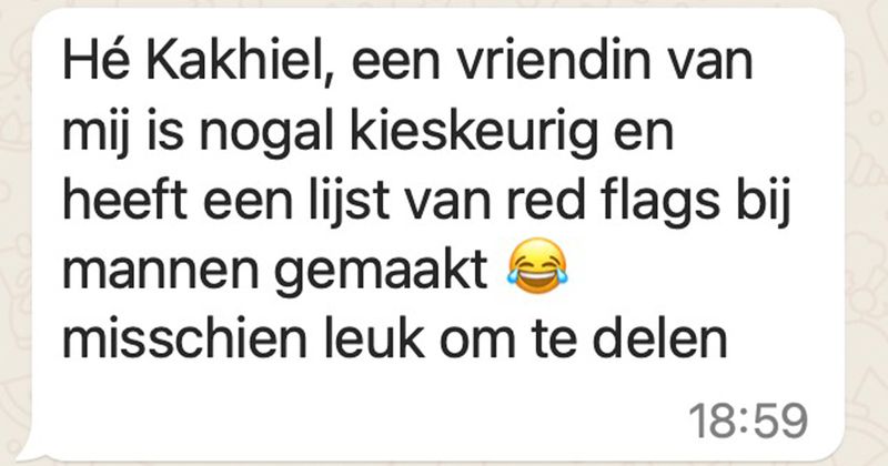 Kieskeurige vrouw heeft een lijst samengesteld van ‘red flags’ bij mannen en die is nogal uitgebreid en specifiek