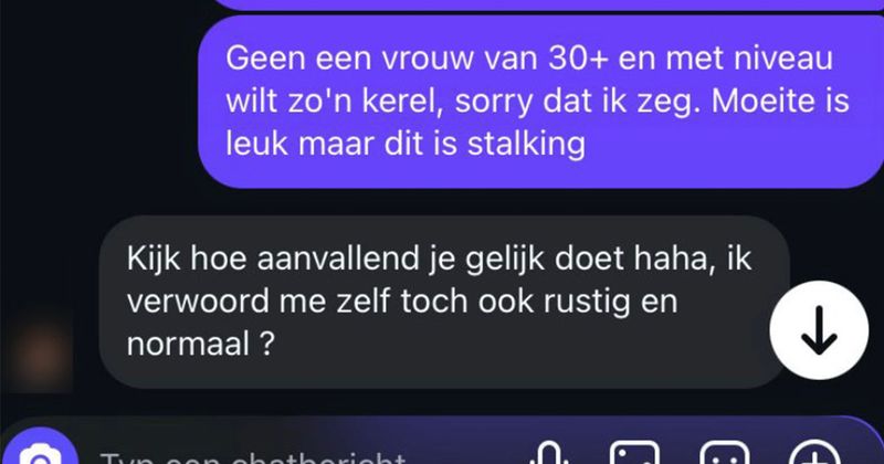 Gast kan het maar moeilijk accepteren dat deze vrouw geen interesse in hem heeft en blijft maar berichten sturen om het laatste woord te hebben (8 screens)