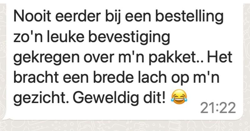 Bij deze webshop hebben ze waarschijnlijk wel erg veel lol gehad bij het schrijven van de bestelbevestigingen (5 screens)