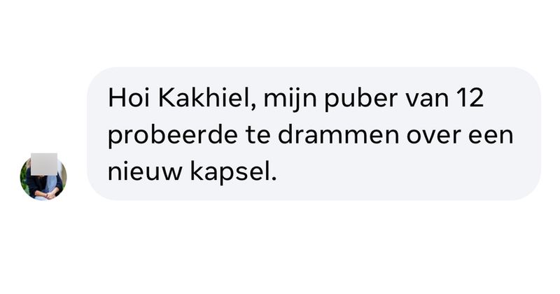 Hier een gesprek tussen moeder en puber waarbij je je afvraagt wie nou eigenlijk precies de puber is (8 screens)