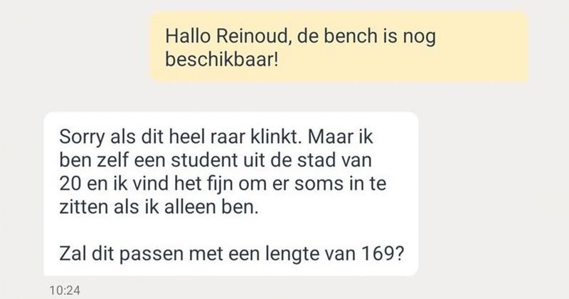Deze student uit de stad heeft interesse in een hondenbench van Marktplaats, hij heeft alleen zelf geen hond (6 screens)
